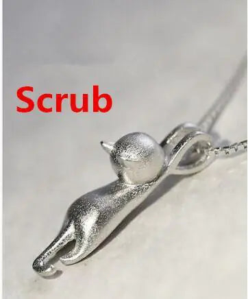 Silver Cat Pendant Necklace Jewelry - AlburyMart