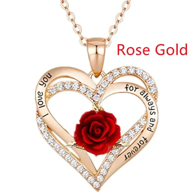 Rose Flower Pendant Necklace - AlburyMart