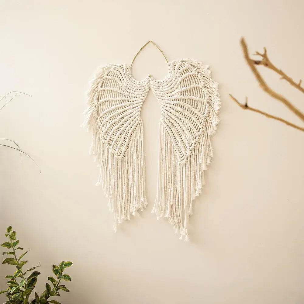 Angel Wall-Hanging Dream Catcher Boho Wall Decor, Boho wall hanging, Bohemian home decor, Wall-mounted dream catcher, Handmade dream catcher, Ethnic wall decor - AlburyMart