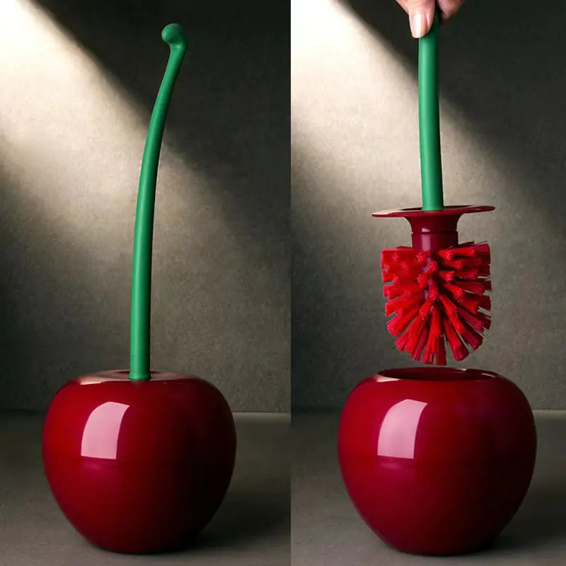 Cherry Toilet Brush Set - Plastic Cleaning Tool (One Set)