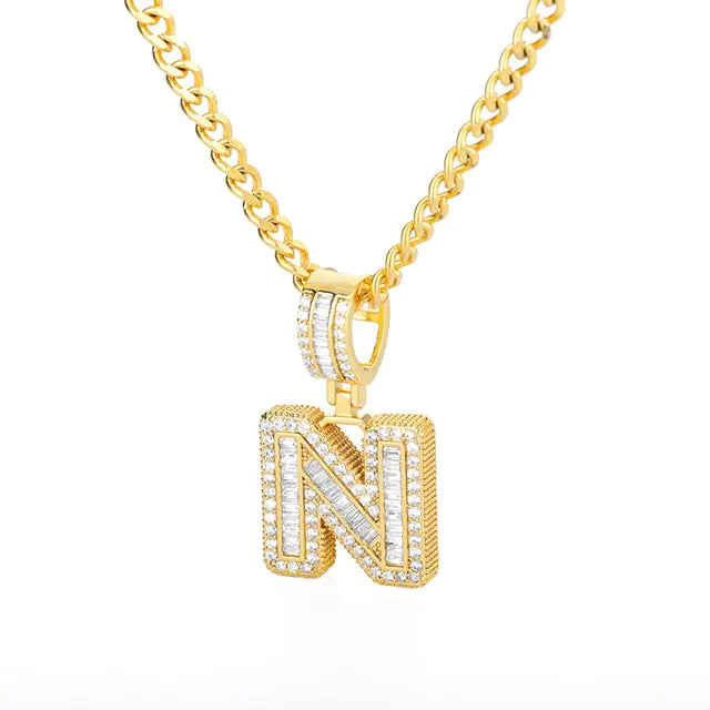 Cubic Zirconia Letters A-Z Pendant Necklace - AlburyMart