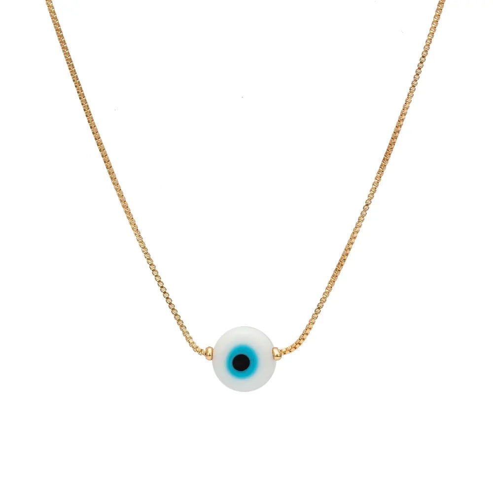 EVIL EYE Turkish Bead Necklace: Copper Gold Color Long Chain Jewelry - AlburyMart