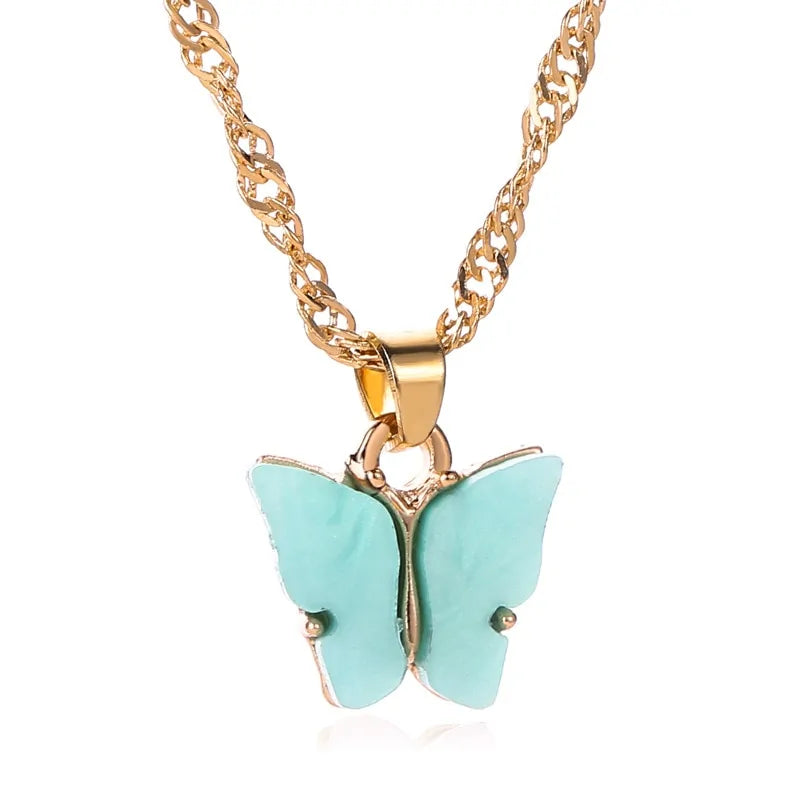 Gold Chain Butterfly Pendant Choker Necklace: Bohemian Beach Jewelry - AlburyMart