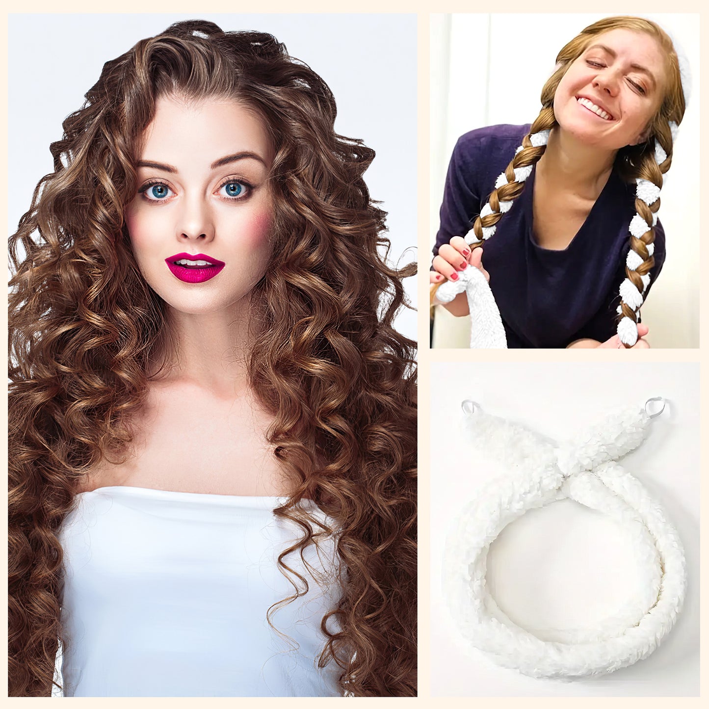 Satin Heatless Hair Curler, Lazy Natural Soft Wave DIY Heatless Curls For Sleep In Overnight, For All Hair Types