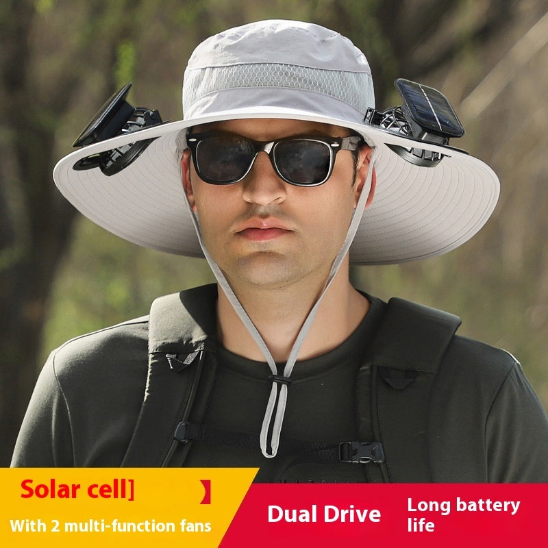 Long Endurance Lithium Battery Fan Solar Charging Wind Sun Protection Hat - AlburyMart