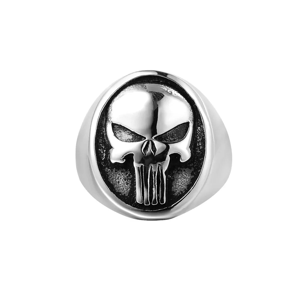 Punisher Skull Ring: Stainless Steel Biker Fashion Jewelry (HF694) - AlburyMart