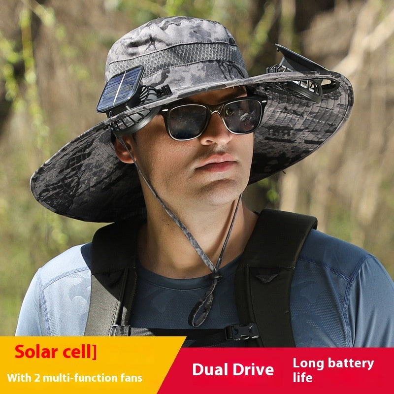 Long Endurance Lithium Battery Fan Solar Charging Wind Sun Protection Hat - AlburyMart