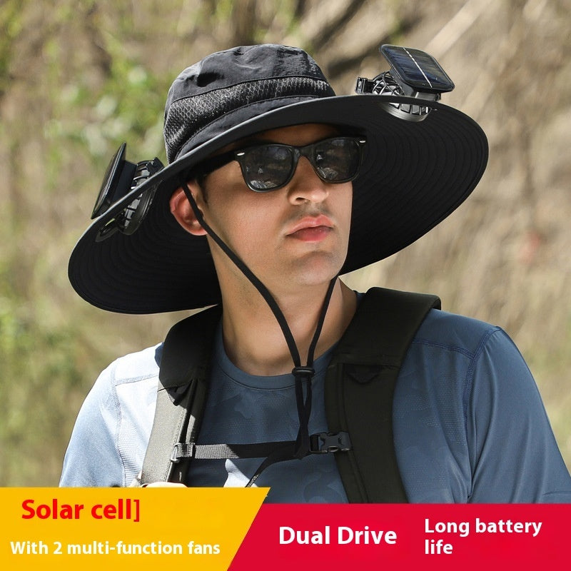 Long Endurance Lithium Battery Fan Solar Charging Wind Sun Protection Hat - AlburyMart