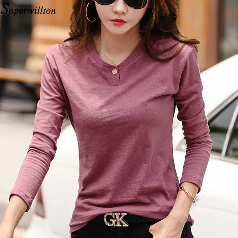 Autumn Ladies Tops Tee Shirt Femme, Ladies tee shirts, Women's tops, Casual ladies tops, Femme tee shirt, Stylish women’s t-shirts, Trendy ladies tops - AlburyMart