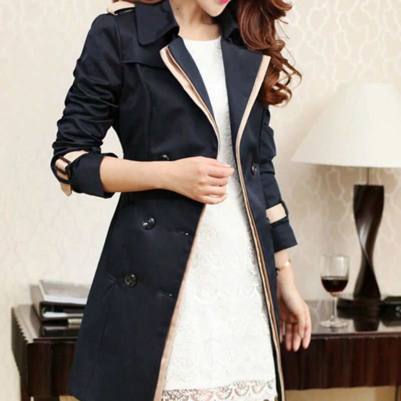 Autumn Double-Breasted Trench Coat, Double-breasted trench coat, Stylish trench coat, Women's trench coat, Men's trench coat - AlburyMart