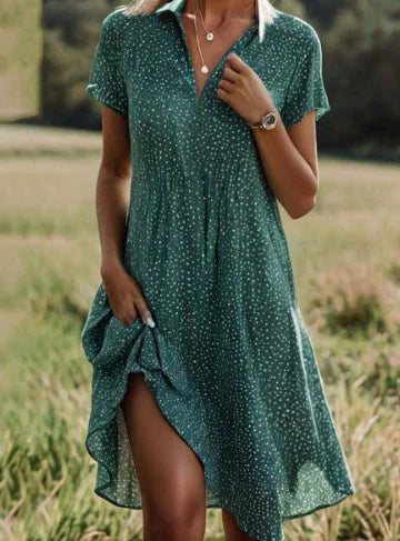 Victoria™ Polka Dot Midi Dress with V-Neck (One Piece) - AlburyMart