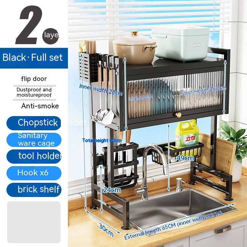 Kitchen Sink Storage Stand Surface Washed Bowl And Chopstick Rack Storage Household Drain Basket Rack - AlburyMart