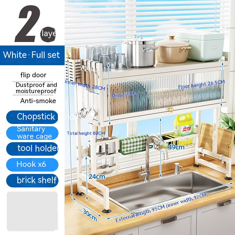 Kitchen Sink Storage Stand Surface Washed Bowl And Chopstick Rack Storage Household Drain Basket Rack - AlburyMart
