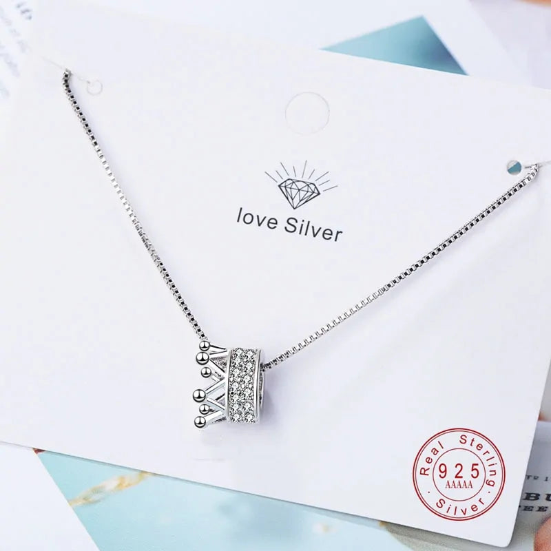 Princess Crown CZ Pendant Necklace: Unique Fine Jewelry for Women - AlburyMart