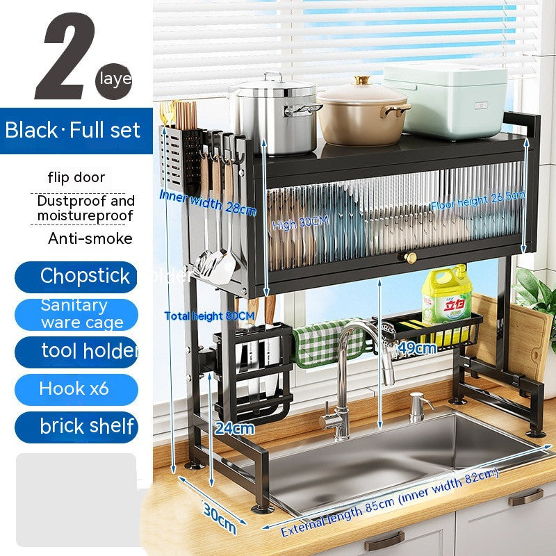 Kitchen Sink Storage Stand Surface Washed Bowl And Chopstick Rack Storage Household Drain Basket Rack - AlburyMart