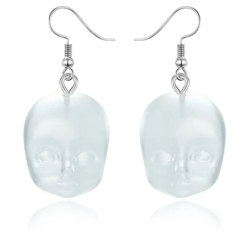 Handmade Angel Face Resin Dangle Earrings: Creative Jewelry Gift - AlburyMart