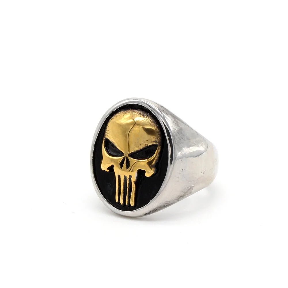Punisher Skull Ring: Stainless Steel Biker Fashion Jewelry (HF694) - AlburyMart