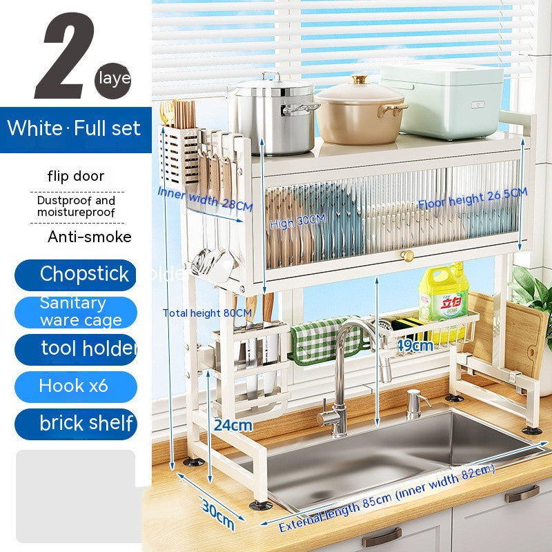 Kitchen Sink Storage Stand Surface Washed Bowl And Chopstick Rack Storage Household Drain Basket Rack - AlburyMart