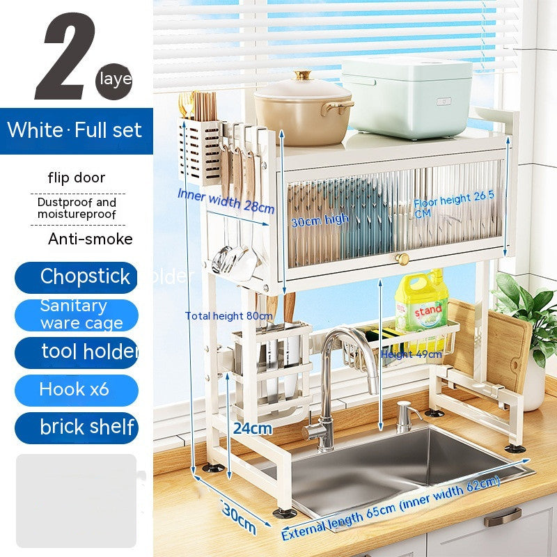 Kitchen Sink Storage Stand Surface Washed Bowl And Chopstick Rack Storage Household Drain Basket Rack - AlburyMart