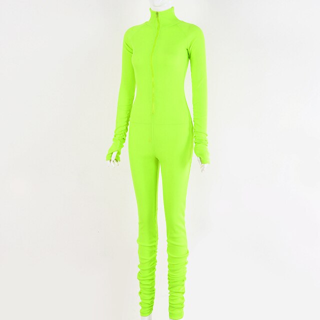 Turtleneck Gloved Sleeve Jumpsuits - AlburyMart