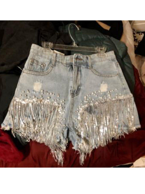 Tassel Beading Denim Short - AlburyMart