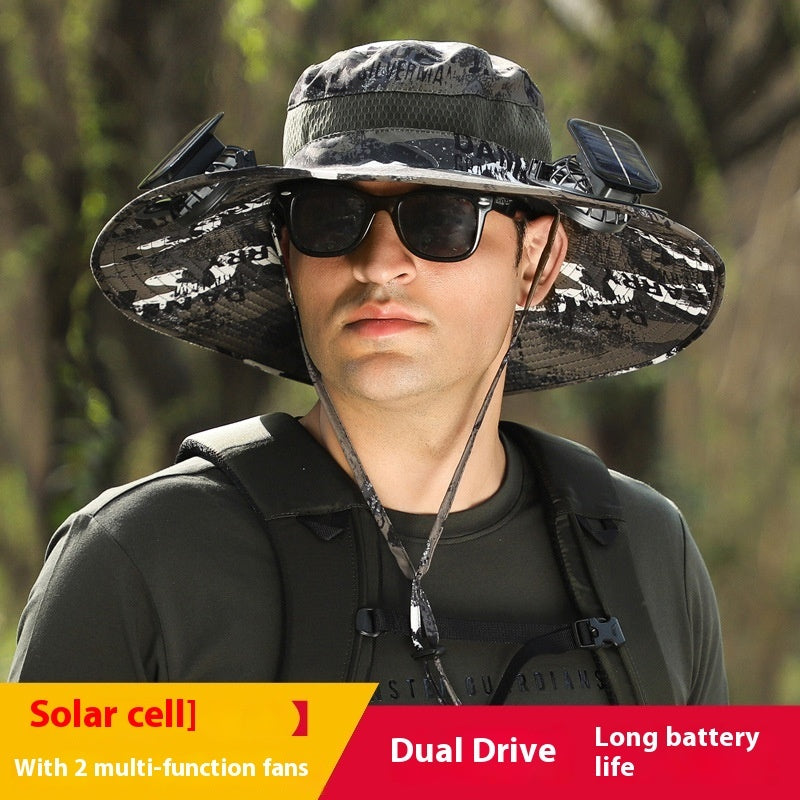 Long Endurance Lithium Battery Fan Solar Charging Wind Sun Protection Hat - AlburyMart