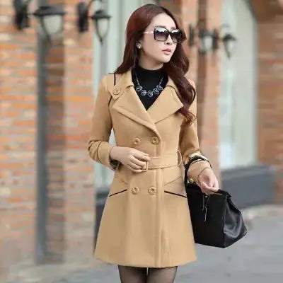 Korean Women's Wool Coat - AlburyMart