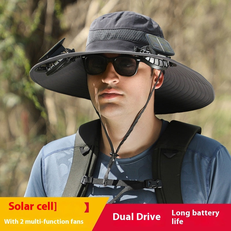 Long Endurance Lithium Battery Fan Solar Charging Wind Sun Protection Hat - AlburyMart