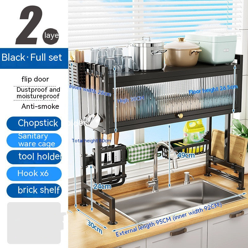 Kitchen Sink Storage Stand Surface Washed Bowl And Chopstick Rack Storage Household Drain Basket Rack - AlburyMart