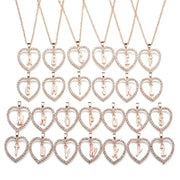 Peach Heart Love Necklace Alphabet