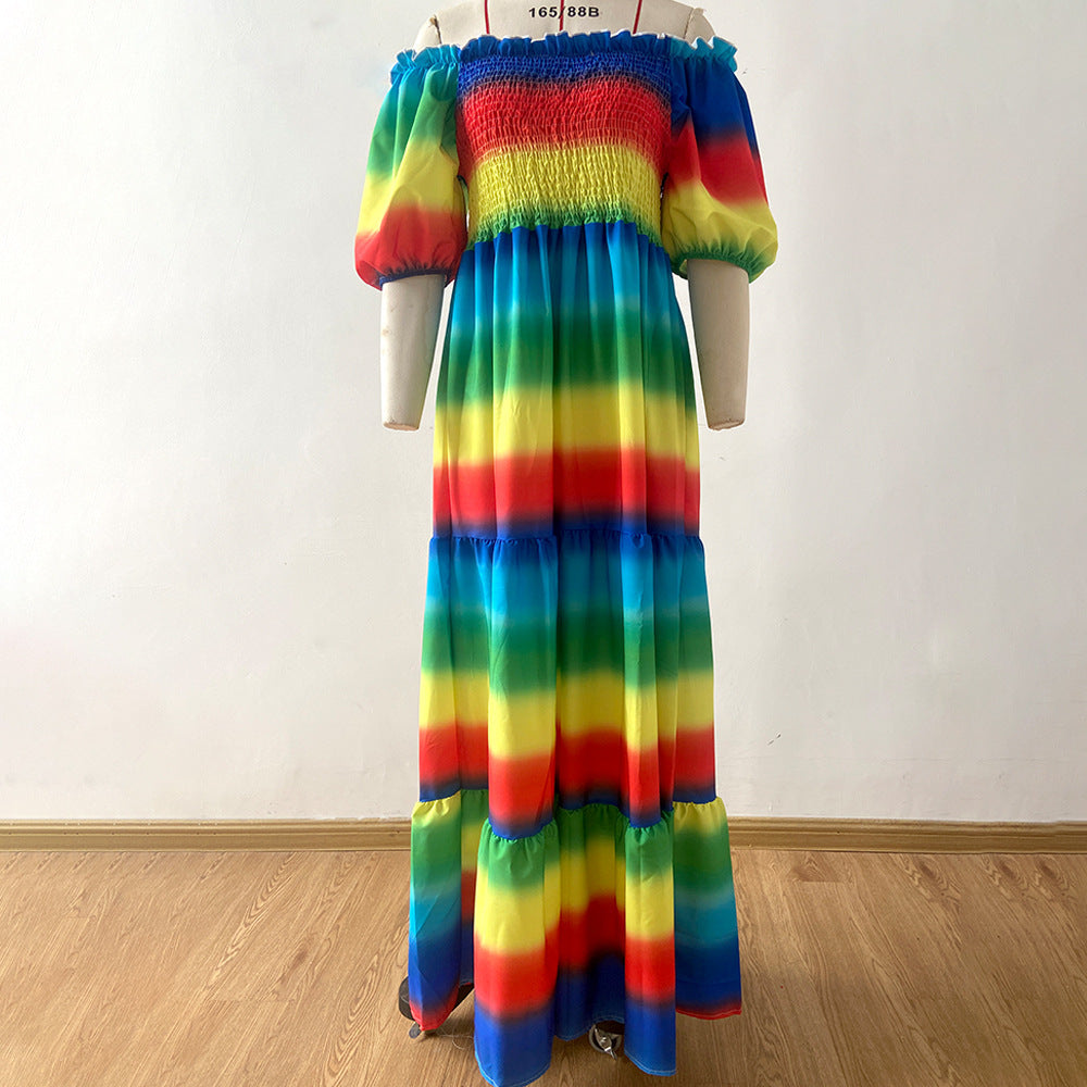 Women's Off-shoulder Floral Fashion Off-shoulder Long Dress - AlburyMart