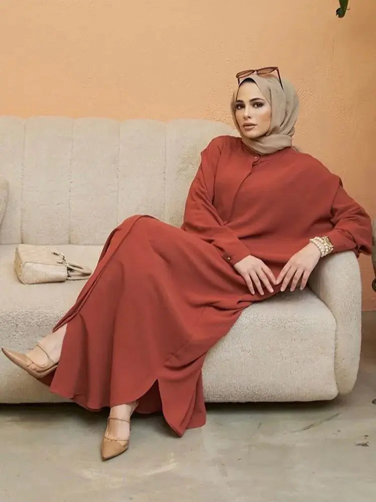 Fashion Single Breasted Muslim Dresses - AlburyMart