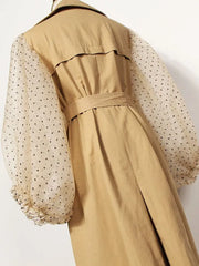 Tulle Sleeve Trench Coat