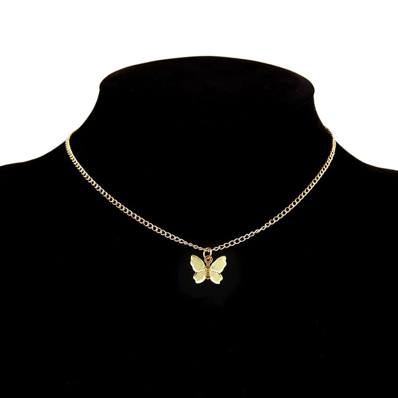 Gold Chain Butterfly Pendant Choker Necklace: Bohemian Beach Jewelry - AlburyMart