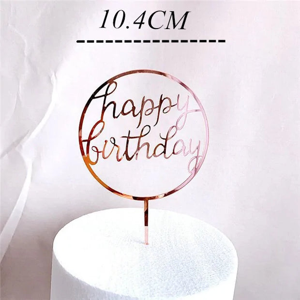 Golden "Happy Birthday" Acrylic Cake Topper