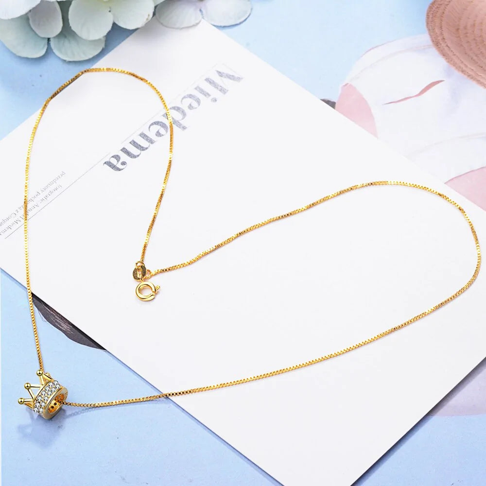 Princess Crown CZ Pendant Necklace: Unique Fine Jewelry for Women - AlburyMart