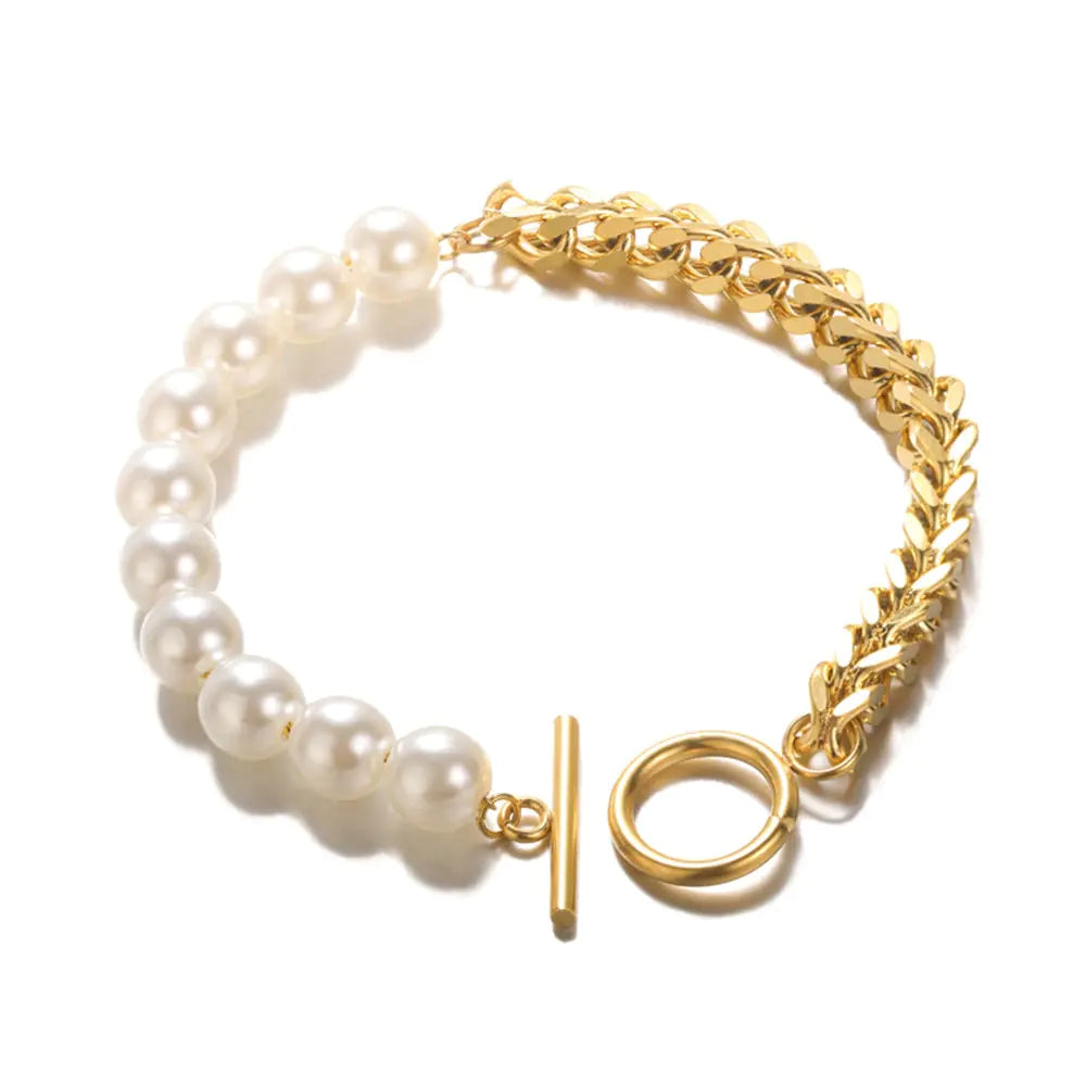 Half Pearl OT Buckle Bracelet Design Jewelry - AlburyMart