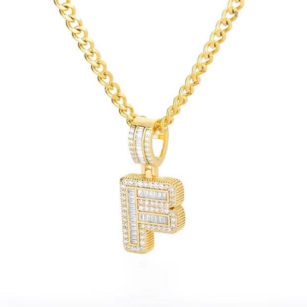 Cubic Zirconia Letters A-Z Pendant Necklace