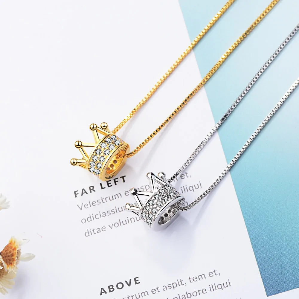 Princess Crown CZ Pendant Necklace: Unique Fine Jewelry for Women - AlburyMart