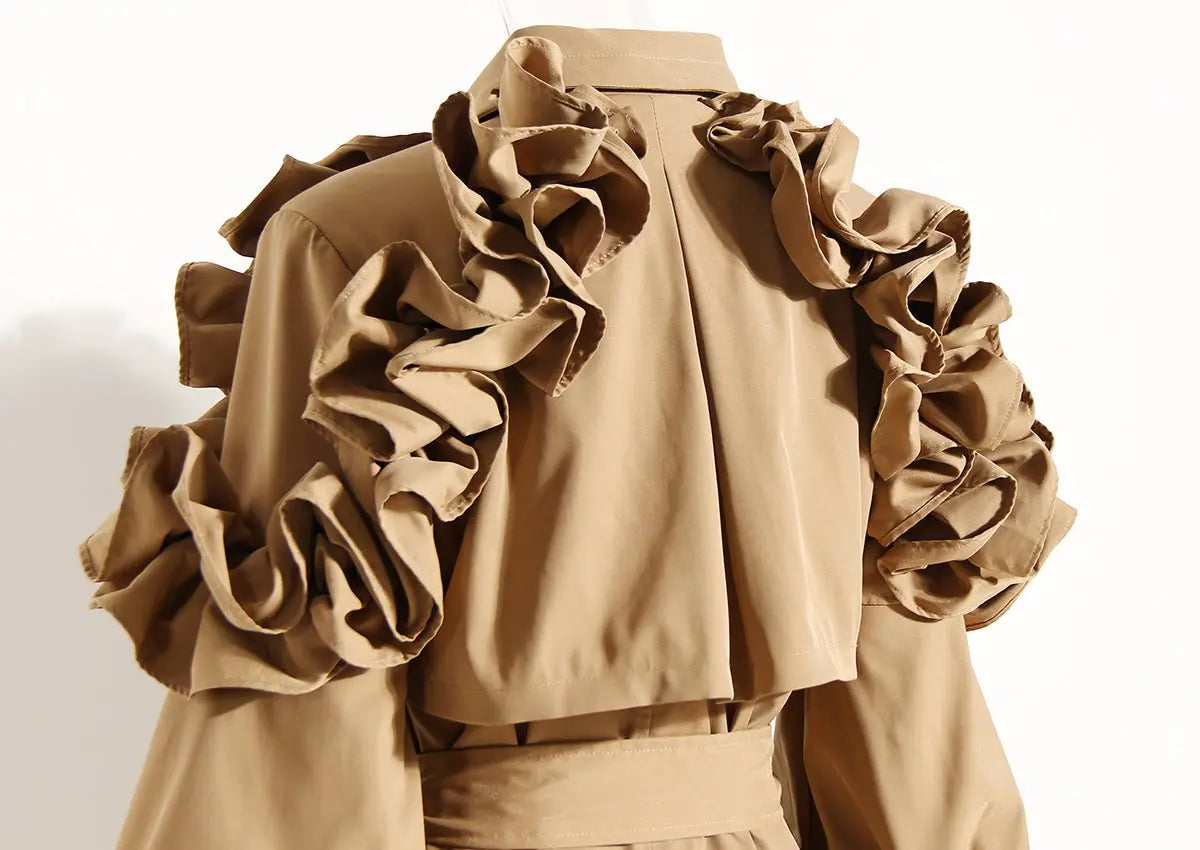 Ruffle Trench Coat - AlburyMart