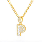 Cubic Zirconia Letters A-Z Pendant Necklace