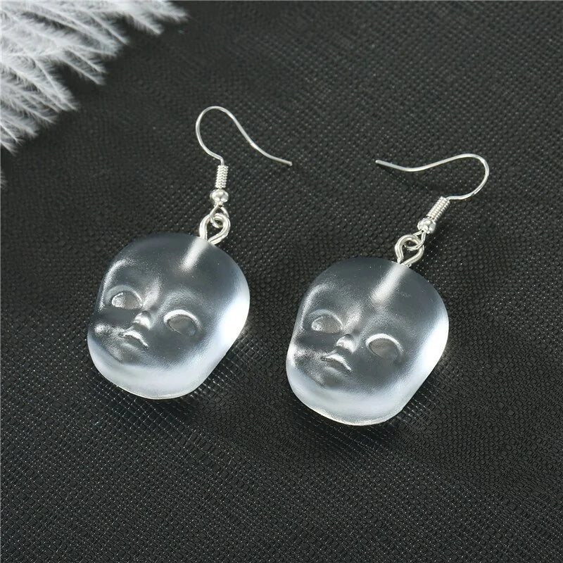 Handmade Angel Face Resin Dangle Earrings: Creative Jewelry Gift - AlburyMart