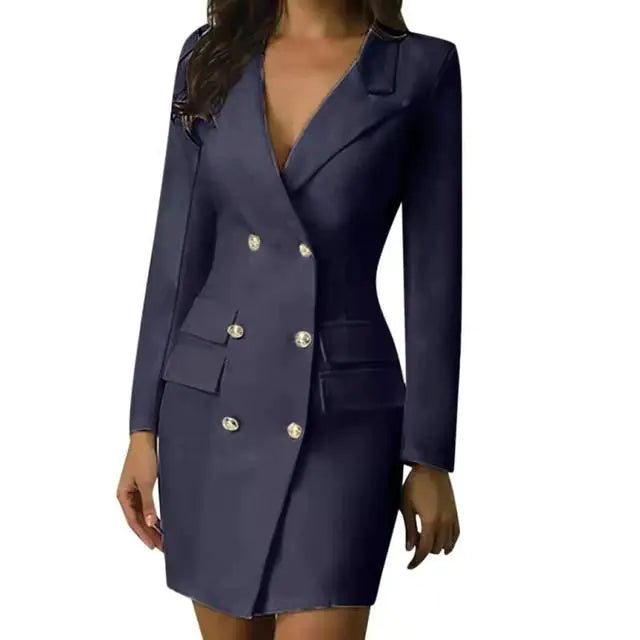 Women's Double-Breasted Blazer Dress - AlburyMart