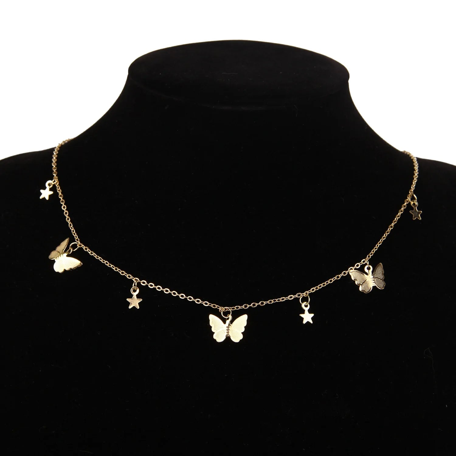 Gold Chain Butterfly Pendant Choker Necklace: Bohemian Beach Jewelry - AlburyMart