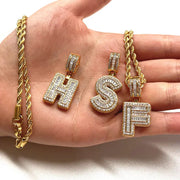 Cubic Zirconia Letters A-Z Pendant Necklace