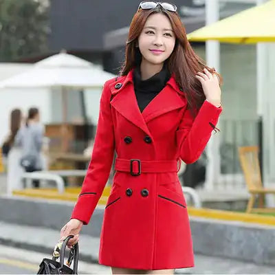 Korean Women's Wool Coat - AlburyMart