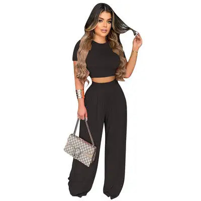 Casual Crop Top Set - AlburyMart