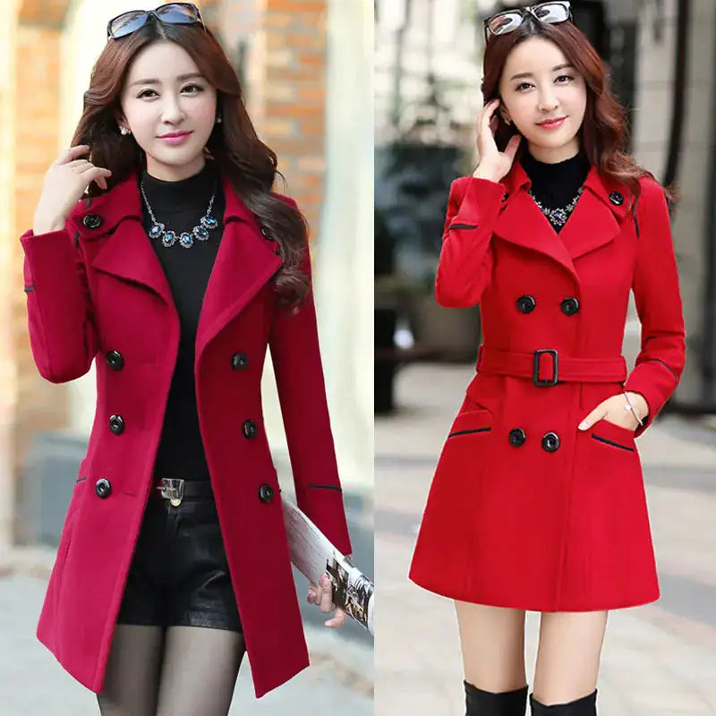 Korean Women's Wool Coat - AlburyMart