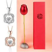 Fashion Rose Flower Jewelry Packaging Zirconia Necklace