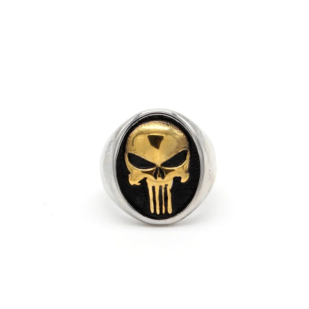 Punisher Skull Ring: Stainless Steel Biker Fashion Jewelry (HF694) - AlburyMart